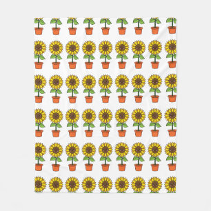 Couverture Polaire Plante de tournesol Kawaii dans un pot