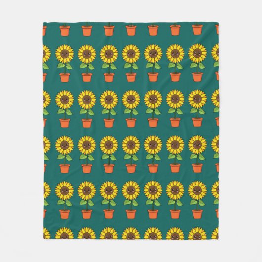 Couverture Polaire Plante de tournesol Kawaii dans un pot (Devant)
