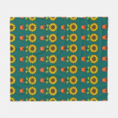 Couverture Polaire Plante de tournesol Kawaii dans un pot (Devant (Horizontal))