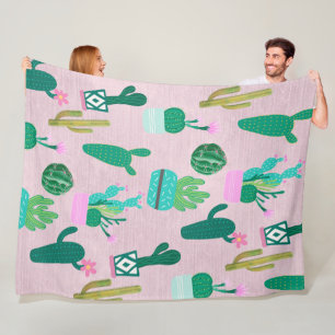 Couverture Polaire Plantes de cactus cactées rustiques sud-ouest rose