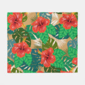 Couverture Polaire Plantes de l'île Hawaïen de Red Hibiscus (Devant (Horizontal))