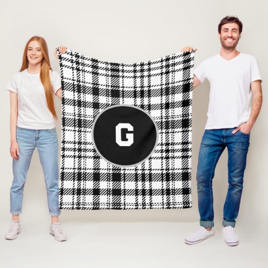 Couverture Polaire Plaqué noir et blanc classique (En situation)