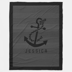 Couverture Polaire Plaques en bois gris Ancre marine noire