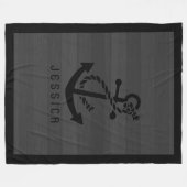 Couverture Polaire Plaques en bois gris Ancre marine noire (Devant (Horizontal))