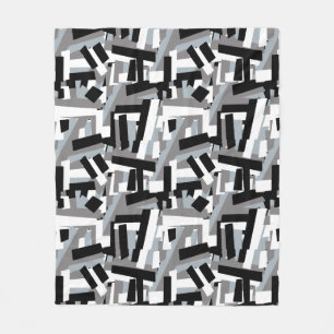 Couverture Polaire Plaques géométriques abstraites en gris noir