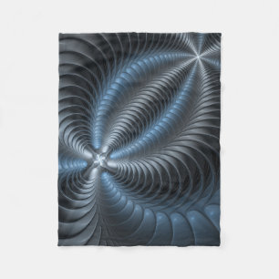 Couverture Polaire Plastique bleu gris 3D Fractal Art moderne Abstrai