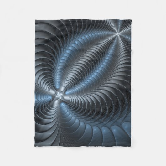 Couverture Polaire Plastique bleu gris 3D Fractal Art moderne Abstrai (Devant)