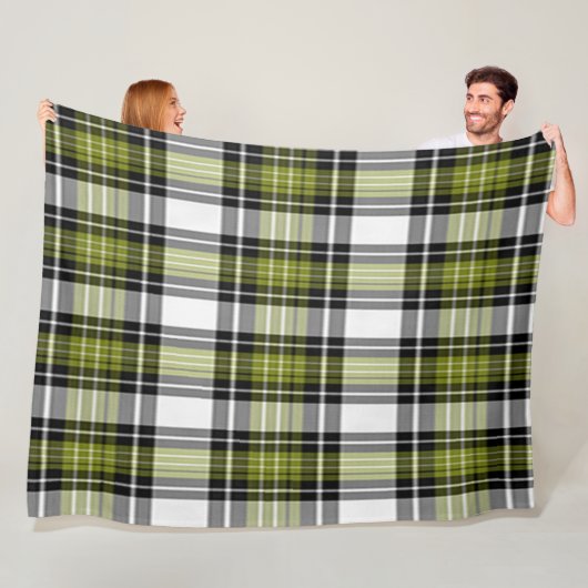 Couverture Polaire Plat vert olive et noir (En situation)