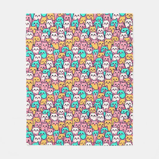Couverture Polaire Playful Minimalist Cats in Multi-Coloured Pastels (Devant)