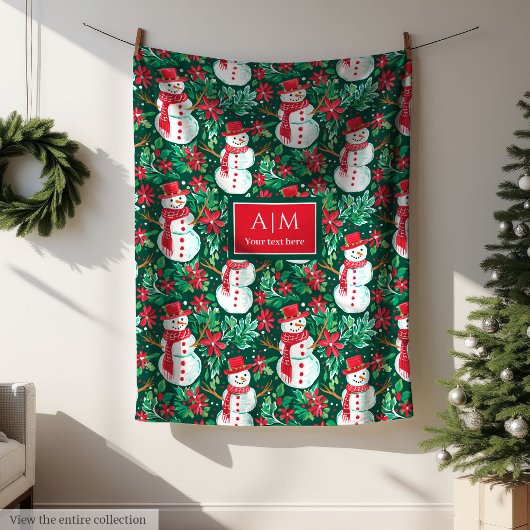 Couverture Polaire Playful red watercolor preppy monogram throw wrap