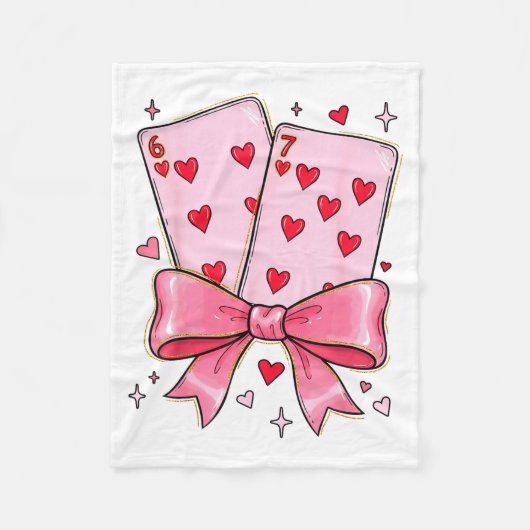 Couverture Polaire Playing Cards 6 7 Of Hearts 67 Six Seven Meme Bow  (Devant)