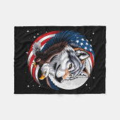 Couverture Polaire Pleine lune du drapeau américain Wolf Bald Eagle N (Devant (Horizontal))