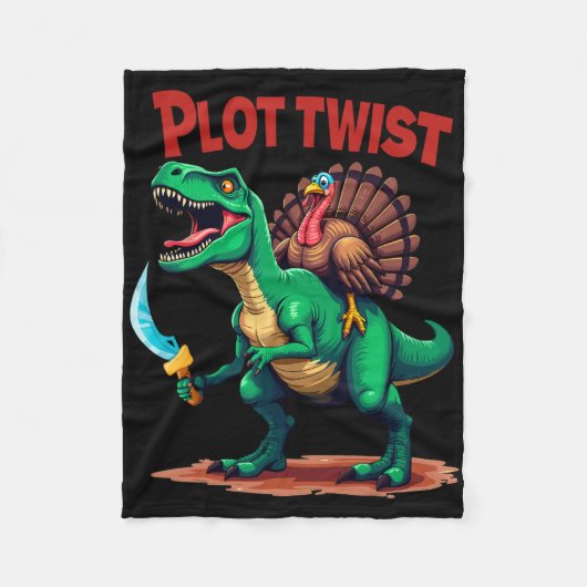 Couverture Polaire Plot Twist Turkey Riding Dinosaur T-rex Funny Than (Devant)