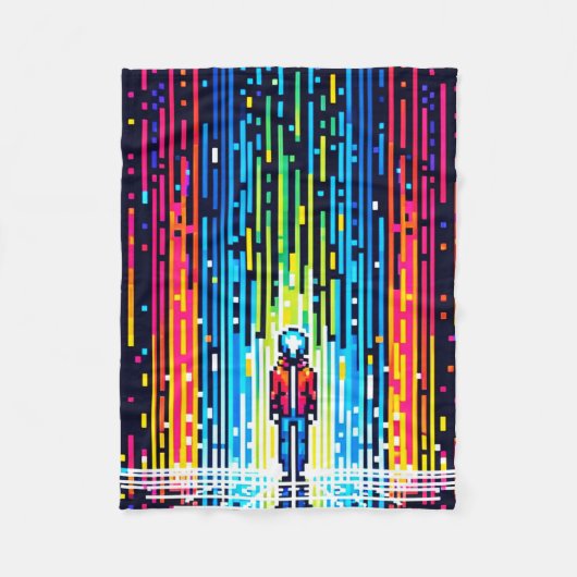 Couverture Polaire Pluie numérique Cyberpunk Pixel Art Futuriste (Devant)