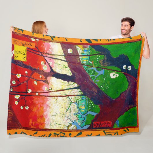 Couverture Polaire Plum à fleurs (après Hiroshige), Van Gogh (En situation)