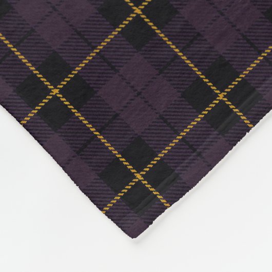 Couverture Polaire Plum violet plaid noir/jaune/or (Coin)