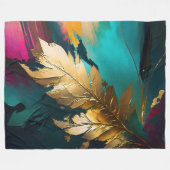 Couverture Polaire Plume Dorée – Élégance Abstraite Luxueuse (Devant (Horizontal))