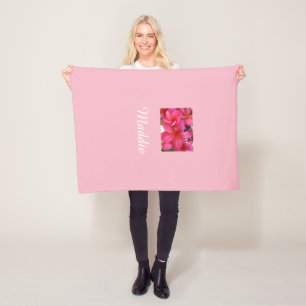 Couverture Polaire Plumeria rose personnalisation