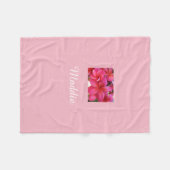 Couverture Polaire Plumeria rose personnalisation (Devant (Horizontal))