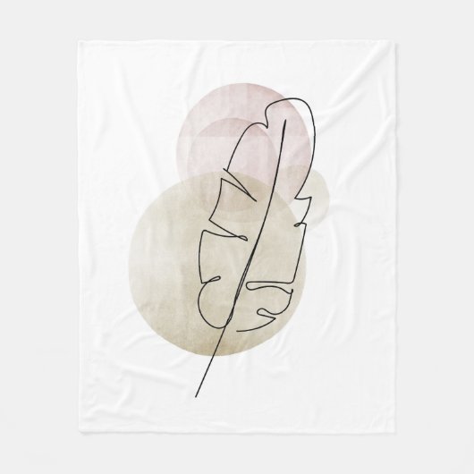 Couverture Polaire Plumes beige Boho (Devant)