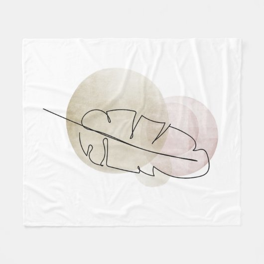 Couverture Polaire Plumes beige Boho (Devant (Horizontal))