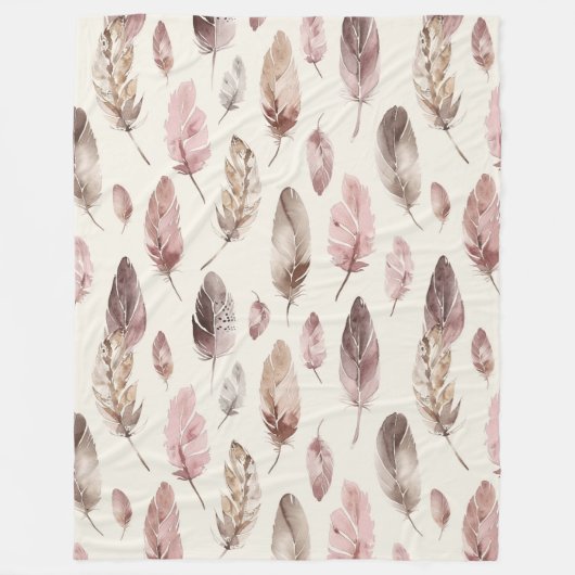 Couverture Polaire Plumes Brown roses Anniversaire (Devant)