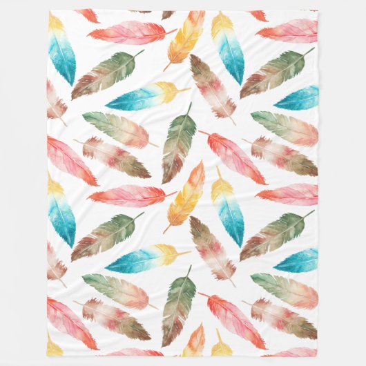 Couverture Polaire Plumes de couleur (Devant)