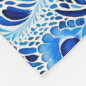 Couverture Polaire Plumes de paon bleu blanc (Coin)