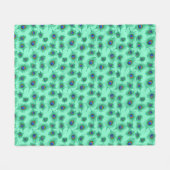 Couverture Polaire Plumes de paon turquoise sur Aqua clair (Devant (Horizontal))