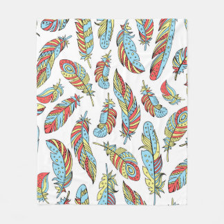 Couverture Polaire Plumes décoratives motif sans soudure. Main dessin