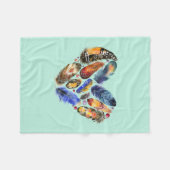 Couverture Polaire Plumes en forme de coeur Aquarelle Design (Devant (Horizontal))