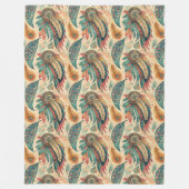 Couverture Polaire Plumes indigènes ethniques tribales vibrantes vert (Devant)