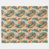 Couverture Polaire Plumes indigènes ethniques tribales vibrantes vert (Devant (Horizontal))