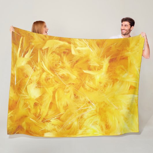 Couverture Polaire Plumes jaune vif (En situation)