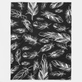 Couverture Polaire Plumes noires et blanches (Devant)