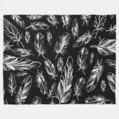 Couverture Polaire Plumes noires et blanches (Devant (Horizontal))