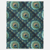 Couverture Polaire Plumes Peacock Bleu Quilté Design (Devant)