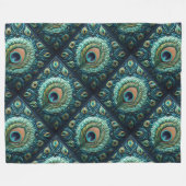 Couverture Polaire Plumes Peacock Bleu Quilté Design (Devant (Horizontal))