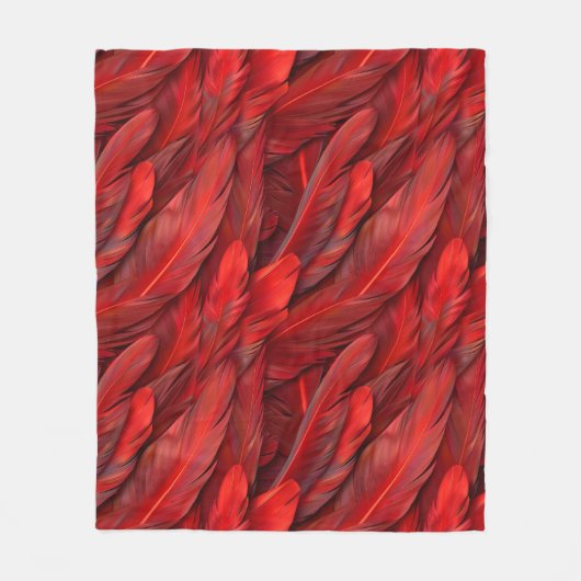 Couverture Polaire Plumes rouges modernes (Devant)