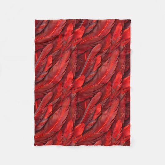 Couverture Polaire Plumes rouges modernes (Devant)