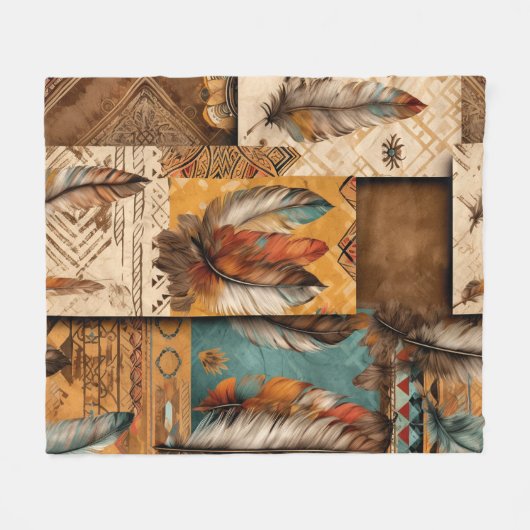 Couverture Polaire Plumes tribales du sud-ouest aztèque (Devant (Horizontal))