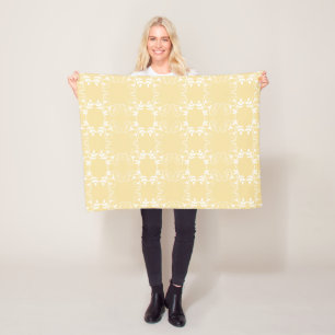 Couverture Polaire Plutôt Pale Jaune Motif Floral Blanket