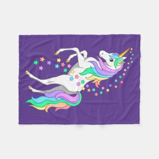 Couverture Polaire Plutôt Rearing Rainbow Unicorn Falling Stars (Devant (Horizontal))