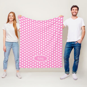 Couverture Polaire Pneuka rose point personnalisé plaque de nom couve