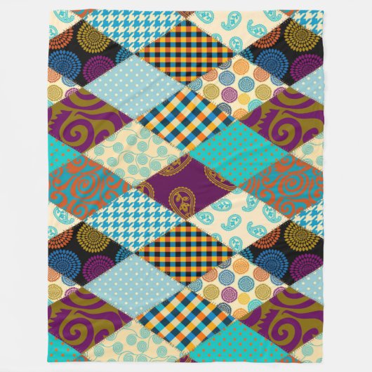 Couverture Polaire Poche Motif Géométrique Plaid Bleu pourpre Points (Devant)