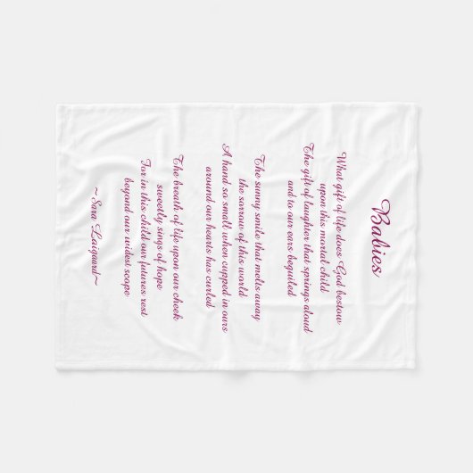 Couverture Polaire Poème de bébés (Devant (Horizontal))