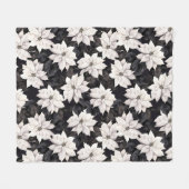 Couverture Polaire poinsettia noir et blanc chic (Devant (Horizontal))