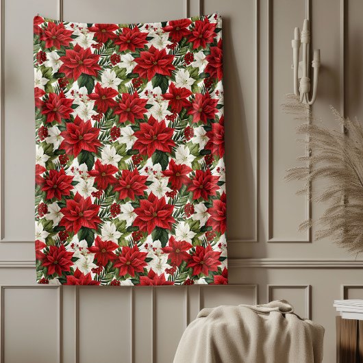 Couverture Polaire Poinsettia Pattern Blanket Festive Home Favorite