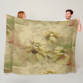Couverture Polaire Poinsettias de couleur crème Art numérique