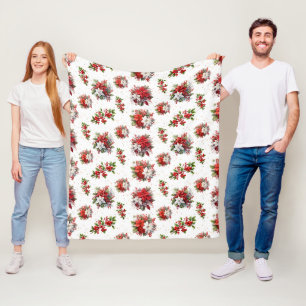 Couverture Polaire Poinsettias vintages Et Blanc Vraiment Noël